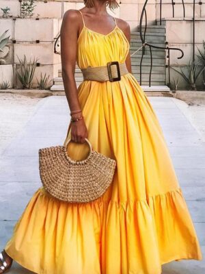 Ruffles Hem Slip Maxi Dress
