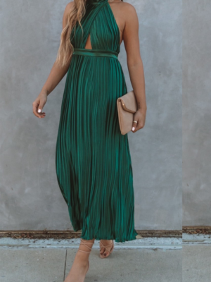 Fashion Geometric Backless Halter Straight Dresses