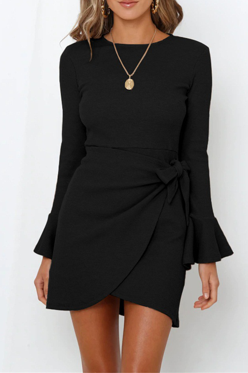 Flares Long Sleeve Knot Mini Dress - Image 2