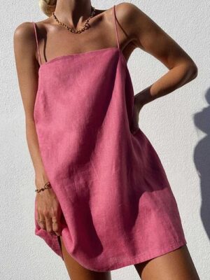 Minimalism Linen Slip Mini Dress